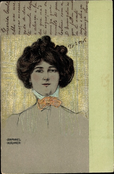 Art Nouveau kunstenaar ansichtkaart Kirchner, Raphael, portret van een vrouw, portret