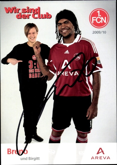 Autograph card footballers Breno and Birgitt, 1. FC Nuremberg, autograph