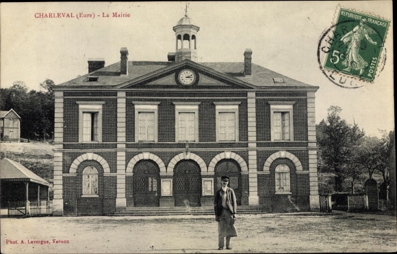 Postcard Charleval Eure, The Town Hall
