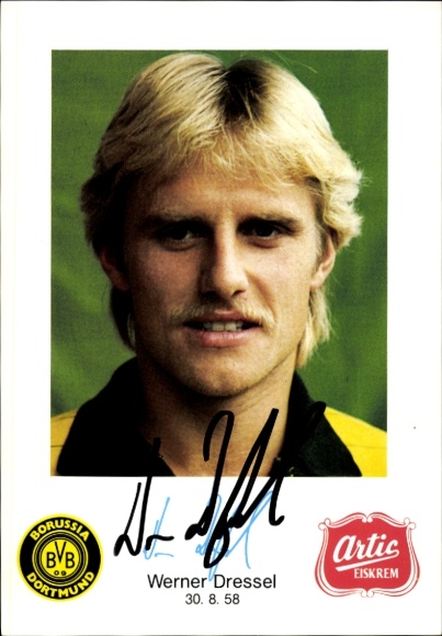 Autograph card footballer Werner Dressel, BVB 09, Borrussia Dortmund, autograph