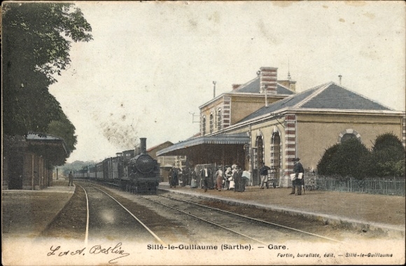 Postcard Sillé le Guillaume Sarthe, La Gare