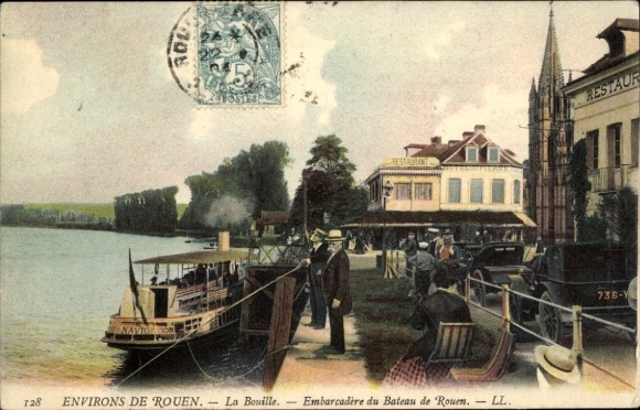 Postcard La Bouille Seine Maritime, Embarcadere du Bateau de Rouen
