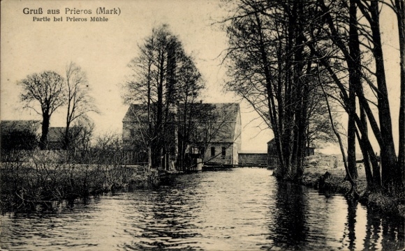 Ak Prieros in der Mark, Kanalpartie an der Prieros Mühle
