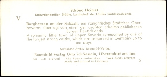 Stereo spatial image photo Schöne Heimat No. 5, Burghausen an der Salzach, castle, city view