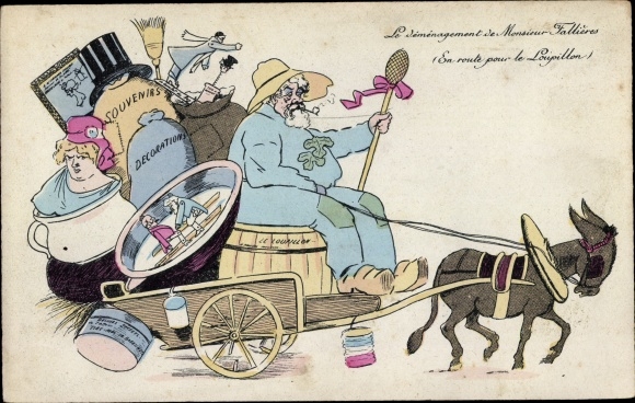 Postcard The move of Monsieur Fallières, On the way to Loupillon