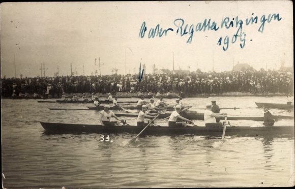 Photo Postcard Kitzingen in Mainfranken Bavaria, rowing boats at the regatta 1909