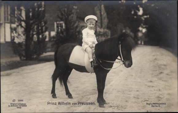 Postcard Prince Wilhelm of Prussia, pony