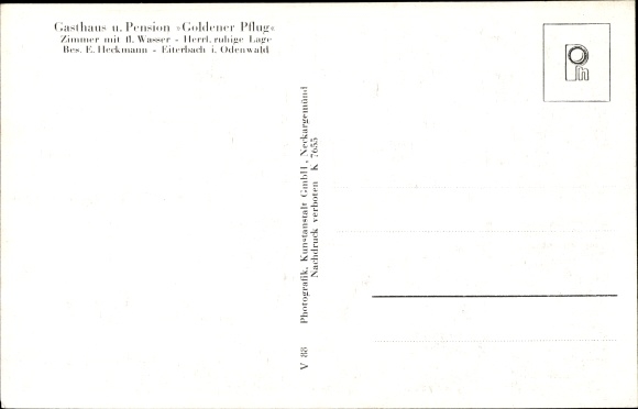 Postcard Eiterbach Heiligkreuzsteinach Odenwald, inn and pension Goldener Pflug