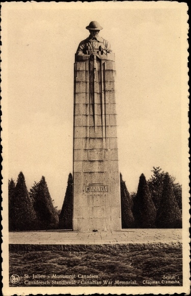PC St. Julien Langemarck Langemark Poelkapelle West Flanders, Canadian War Memorial