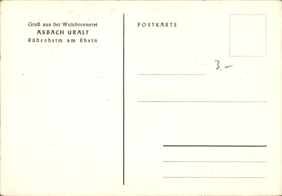 Artist Postcard Rüdesheim Rhein, Asbach Uralt, wine distillery, brandy