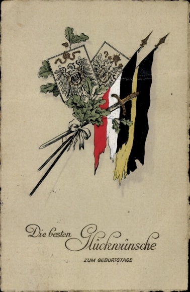 Gratulacje urodzinowe, flagi, herb, liście dębu