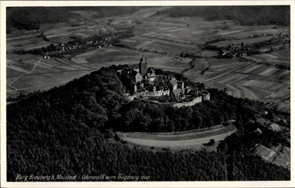 Postcard Neustadt Breuberg im Odenwald, aerial photograph, castle