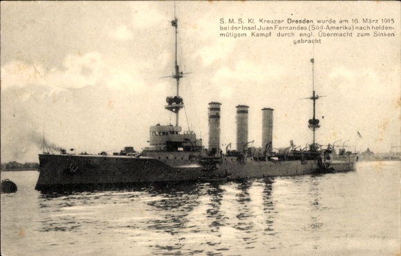 Ak Deutsches Kriegsschiff SMS Dresden, kleiner Kreuzer, Kaiserliche Marine