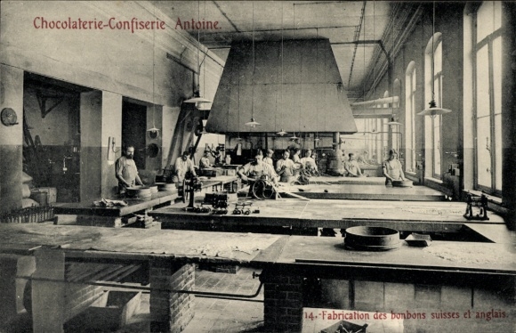 CPA Chocolaterie-Confiserie Antoine, Fabrication of sweets from Switzerland and England