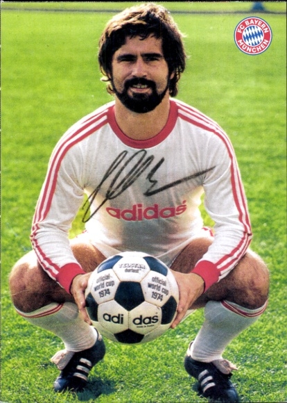 Autograph card footballer Gerd Müller, FC Bavaria Munich, autograph