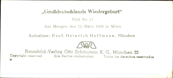 Stereo image photo &quot;Greater Germany&#39;s rebirth&quot;, No. 12, Vienna, March 12, 1938