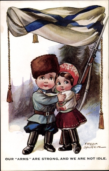 Artist Postcard Spurgin, Fred, Our arms are strong, and we are not idle, Comrade, Russian Soldier