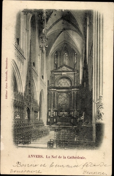 Postkaart Antwerpen Antwerpen Vlaanderen, kathedraal, interieur, België, door Jules Nahrath