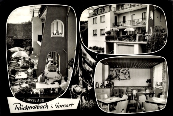 Postcard Rückersbach Johannesberg in Lower Franconia, guest house and pension Zur Rückersbacher Schlucht