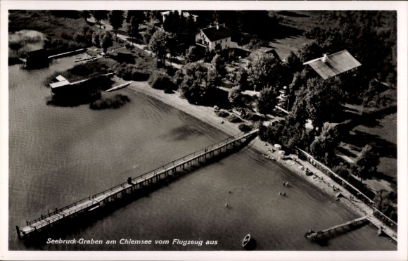 Postcard Seebruck am Chiemsee Upper Bavaria, aerial photography, ditch