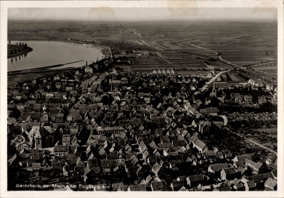 Ak Gernsheim am Rhein Hessen, Luftaufnahme