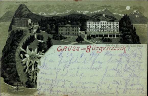 Moonlight lito Bürgenstock Kanton Nidwalden, częściowy widok, hotel