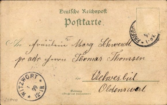 Chromo-Litho Friedrichstadt an der Eider, Hollmertor, Hotel zum Holsteinischen Hause and City of Hamburg