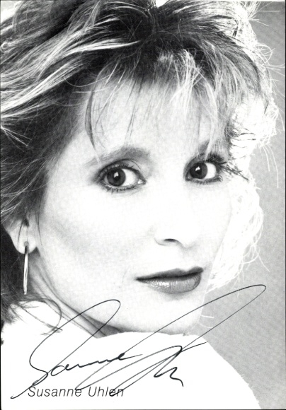 Postcard actress Susanne Uhlen, portrait, autograph