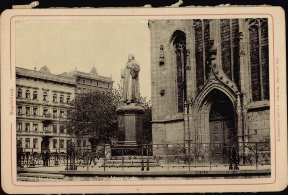 Photo Magdeburg on the Elbe, Luther monument, portal of the Johanniskirche