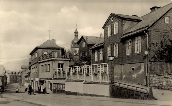 Ak Probstzella in Thüringen, Stadtansicht, Oberstraße, Historische Architektur, Schwarz-Weiß-Foto