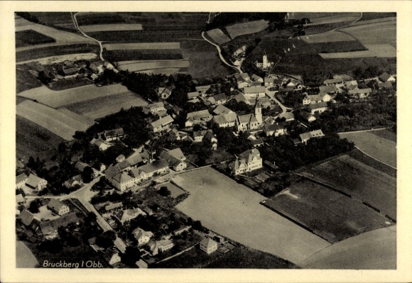 Postcard Bruckberg in Lower Bavaria, aerial photograph