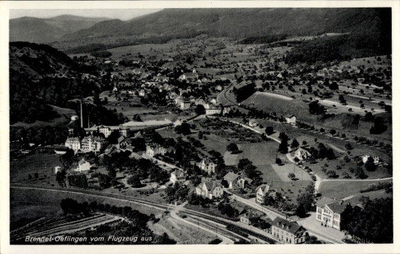 Postcard Brennet Oeflingen in Baden, aerial photograph