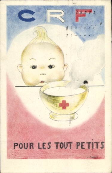 Artist Postcard French Red Cross, For the very little ones