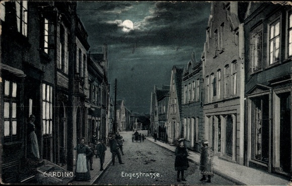 maanlicht Ak Garding in Noord-Friesland, Engestraße