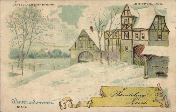 Hold against the light Chromo-Litho residential building, winter, snow