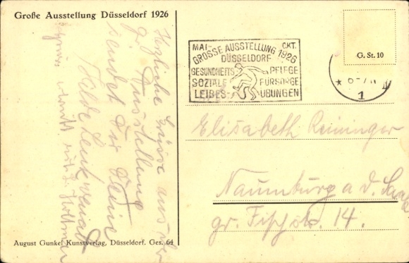 Postcard Düsseldorf on the Rhine, Gesolei at night, 1926