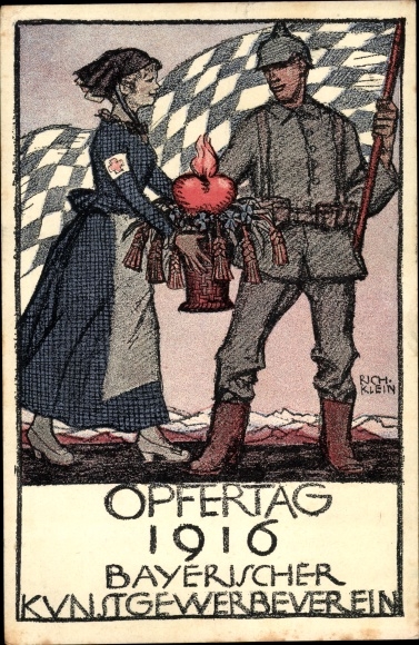 Artist PC Klein, Rich., Day of Sacrifice 1916, Bavarian Arts and Crafts Association, 1. WW