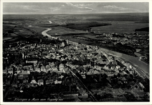 Postcard Kitzingen in Mainfranken Bavaria, aerial photograph