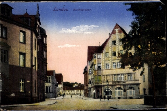 Postcard Landau id Pfalz, Kirchstraße, Konditorei