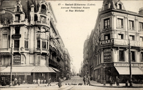 Ak Saint Étienne Loire, Avenue President Faure et Rue Michelet
