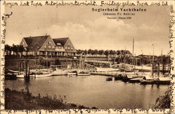 Postcard Hamburg Mitte Finkenwärder Finkenwerder, sailing home marina