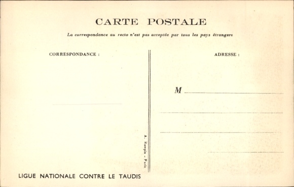 Artist Postcard Poulbot, Franciscque, You're afraid of spiders, Ligue Nationale against le Taudis