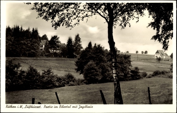 Postcard Rüthen in Westphalia, lot in the Bibertal with a hunting lodge