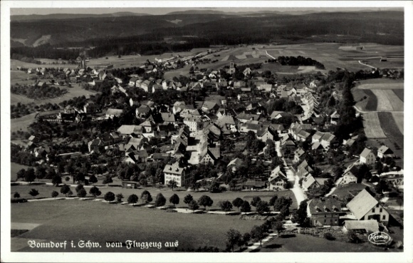 Postcard Bonndorf in the Black Forest, aerial photograph