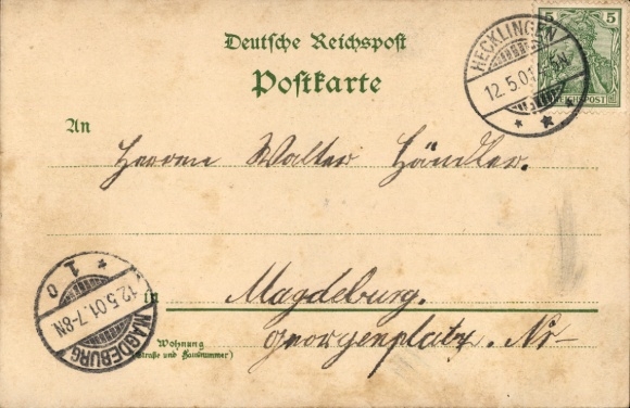 Chromo-Litho Gänsefurth Hecklingen in the Salzlandkreis, castle, restaurant Gänsefurther Busch, forester's house
