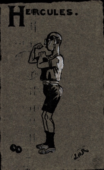 Artist Postcard Hercules, Young man with sports, muscles