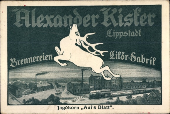 PC Lippstadt in Westphalia, distilleries and liqueur factory Alexander Kisker, Jagdkorn Auf&#39;s Blatt