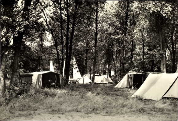 Postcard Flessenow Rubow Dobin am See Mecklenburg, campsite