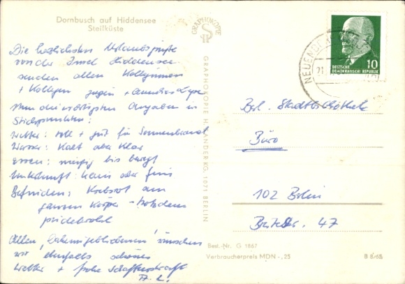 Postcard Dornbusch Drochtersen Lower Saxony, Hiddensee, cliffs