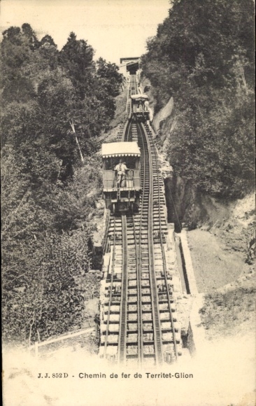 Postcard Glion Montreux Canton of Vaud, Territet Glion Railway